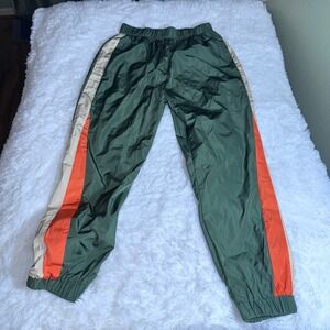 Unbranded Nylon Track Pants Mens Large Green Excellent Colorblock Joggers
